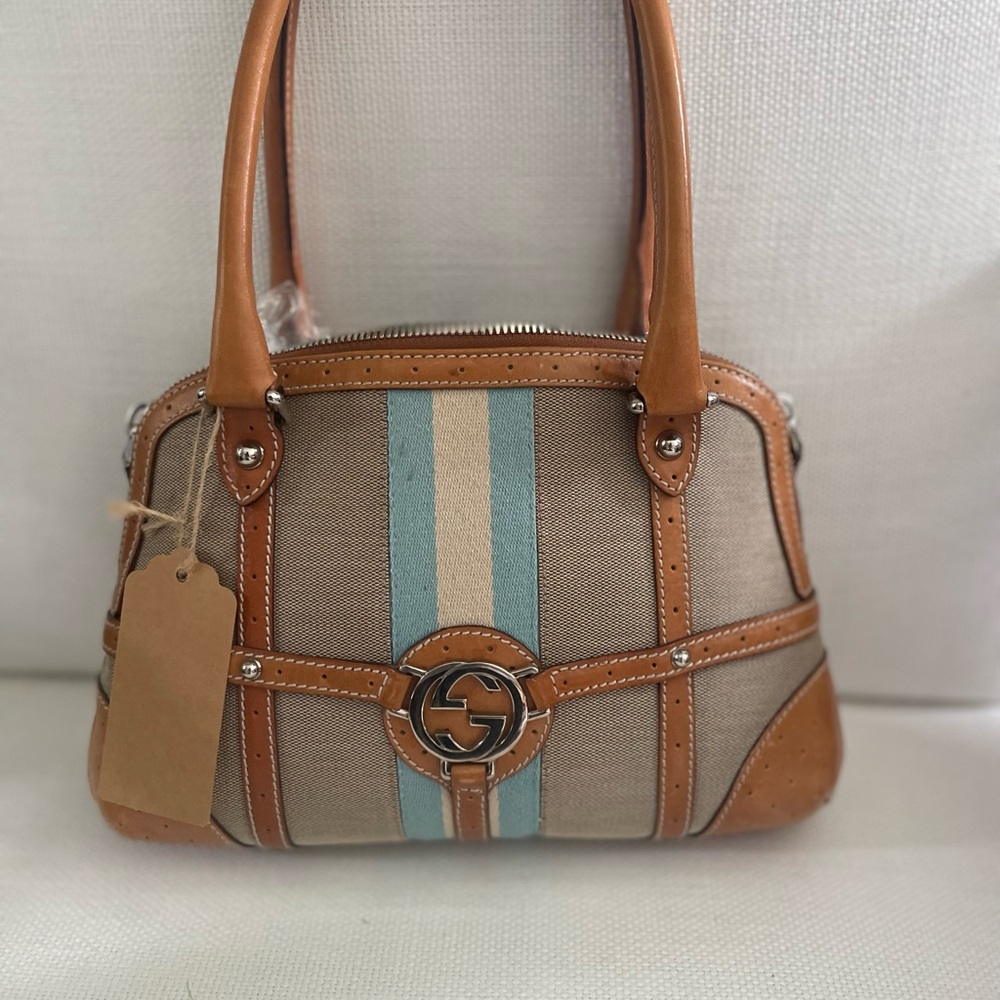 Gucci Beige and Light Blue Satchel - Picture 3 of 8